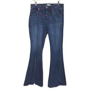 Shyanne Flare Leg Jeans Slit Hem Dark Wash Denim Western Retro Rodeo Style 33x34